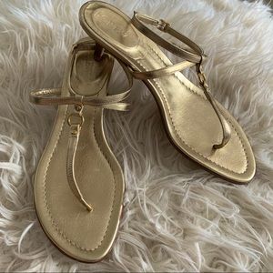 J. Crew gold kitten heel thong sandal